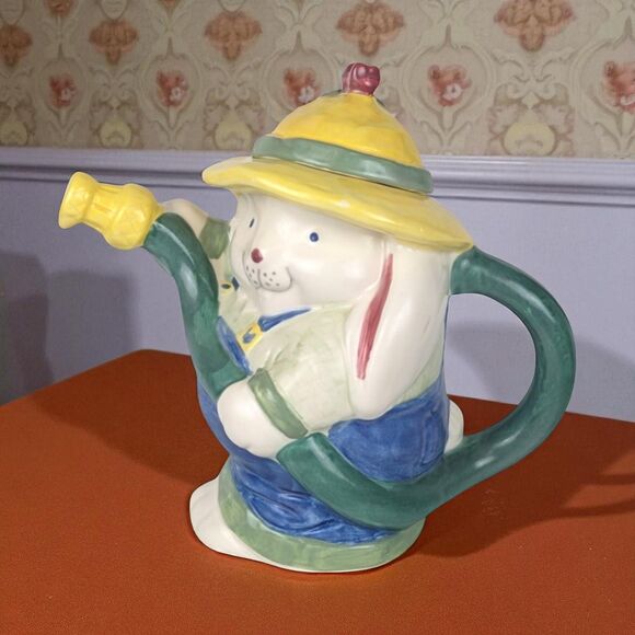 Vintage Bunny with Hose Teapot: Treasure Craft Handcrafted Ceramic - Picture 1 of 8